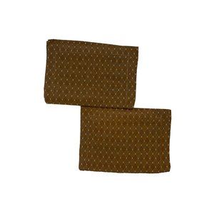 Vintage Pair Custom Handmade Shams Pillowcases Brown Blue Diamond Print Flowers